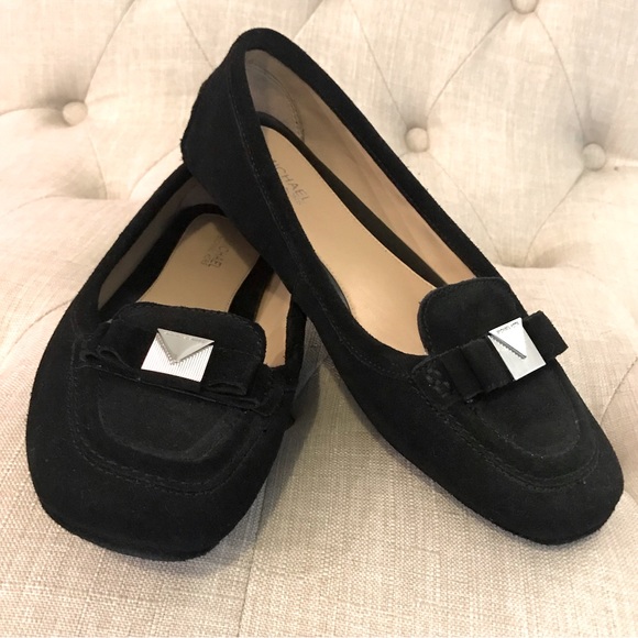 Michael Kors Driving Flat 7M Black Suede Silvertone Logo Buckle New without Tags - Picture 13 of 13